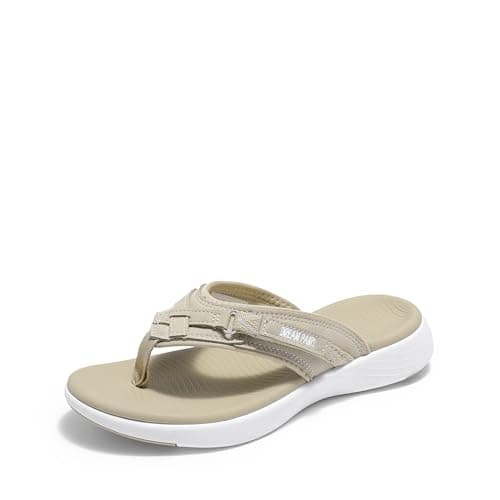 DREAM PAIRS Women's Arch Support Flip Flops Comfortable Thong Sandals,Size 6,Beige,Breeze-1