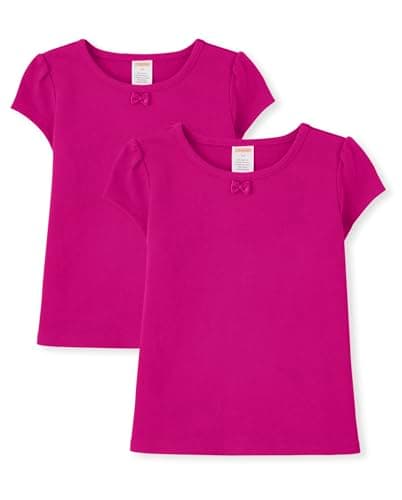 Gymboree,Girls,and Toddler Short Sleeve Basic Layering Shirt,Magenta 2-Pack,3 Years
