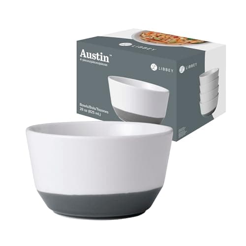 Libbey Austin 28 ounce Porcelain Soup Salad Bowl, Set of 4, Basalt Blue