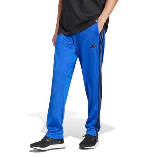 adidas Mens 3-Stripes Tricot Regular Fit Open Hem Sportswear Track Pants, Team Royal Blue, Small