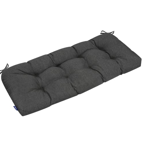 INFBLUE Tufted Bench Cushion for Outdoor Furniture Patio Swing Cushions Overstuffed Outdoor Loveseat Cushions with Round Corner 44" x 19" (44'' x 19'' x 5'', Dark Grey)