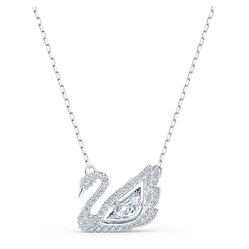 Swarovski Swan Pendant Necklace, Iconic Swan Pendant with Clear Crystals on a Rhodium Finish Setting, Part of the Swan Collection