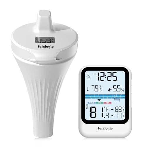 Sainlogic Floating Pool Thermometer, Wireless with High Precision and Easy Read, IP68 Waterproof for Outdoor Swimming, Hot Tub, Pond, Fish Tank, Patio and Aquarium