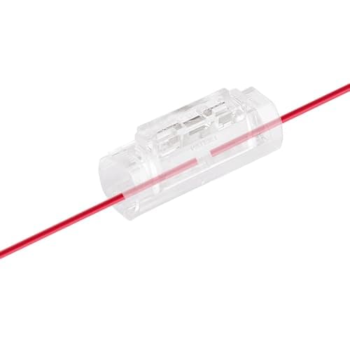 Low Voltage Wire Connectors 1 Conductor, 12 Pack No Wire Stripping Needed, Transparent Quick Splice Connectors for 18-20 AWG Wires for Automotive & LED Light Strips