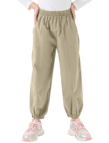 Gogokids Boys Girls Hiking Pants Waterproof Cargo Pants Quick Dry Athletic Pants Lightweight Casual Outdoor Camping, Khaki, 9-10 Years