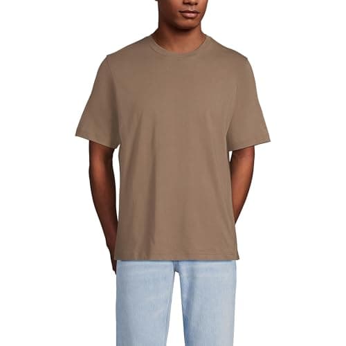 Lands' End Mens Short Sleeve Super-T Tee Dark Jute Brown Regular X-Large