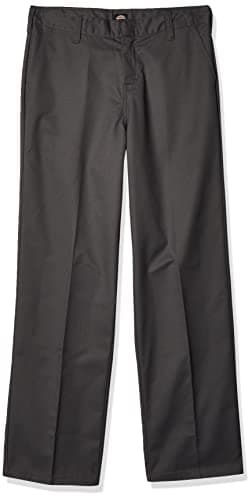 Dickies Boy's Flexwaist Flat Front Straight Leg School Uniform Pants – Adjustable Uniform Trousers for Schoolwear, Charcoal, 14 Husky