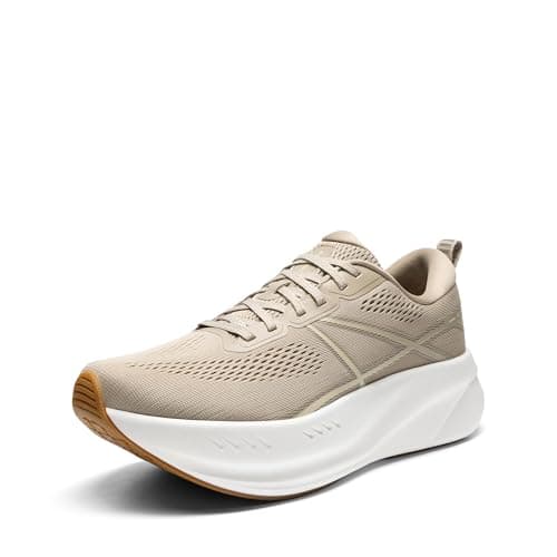 ALLSWIFIT Men's Road Running Shoes Cushion Tennis Shoes Non-Slip Comfortable Lightweight Gym Workout Athletic Arch Support Walking Sneakers Active5K,Size 8.5,Apricot,AMUMRS2503