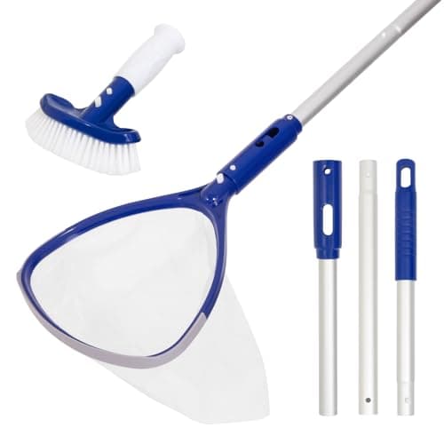 POOLAZA Pool Spa Cleaning Kit, Skimmer Net & Brush with 33" Pole