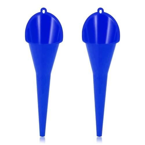 ZNDAW 2 PCS Oil Funnel, Multi-Purpose Plastic Long Neck Oil Funnel, Automotive Use Funnels for Filling Oils Lubricants Water Diesel, Kitchen Funnels for Filling Bottles Jars (Blue)