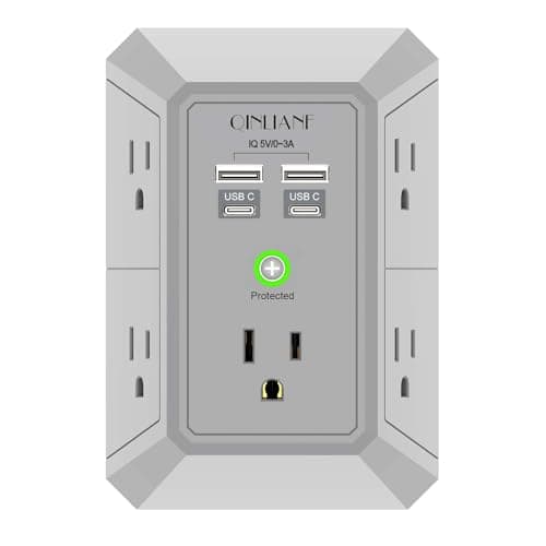 Surge Protector, QINLIANF 5 Outlet Extender with 4 USB Ports(2USB-C)