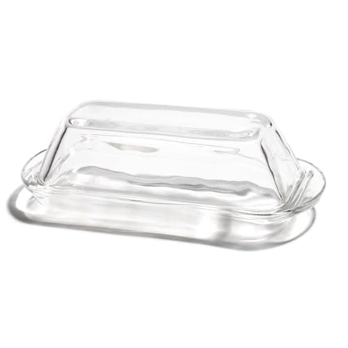 Small Glass Butter Dish with Lid for Countertop Clear Crystal Butter Container for Counter Glass Butter Keeper with Cover Butter Tray for Refrigerator,Can hold 1x4oz Butter