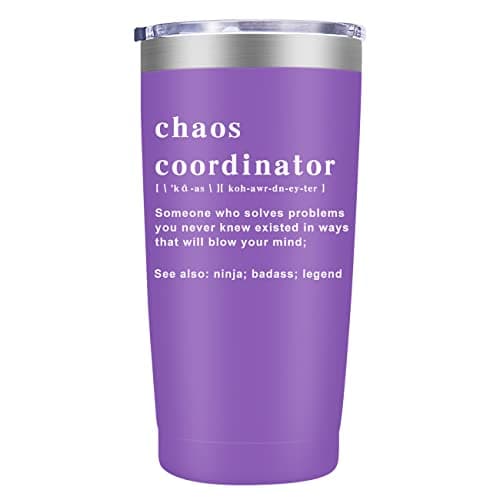 MFGNEH Chaos Coordinator Gifts,Gifts for Women - Christmas Gift for Women,Boss Lady,Teacher,Nurse Coworker,Birthday Gift,Thank You,Boss Day,Administrative Professional Day,20 oz Purple Tumbler