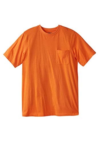 KingSize Men's Big & Tall Shrink-Less Lightweight Pocket Crewneck T-Shirt - 3XL, Heather Orange