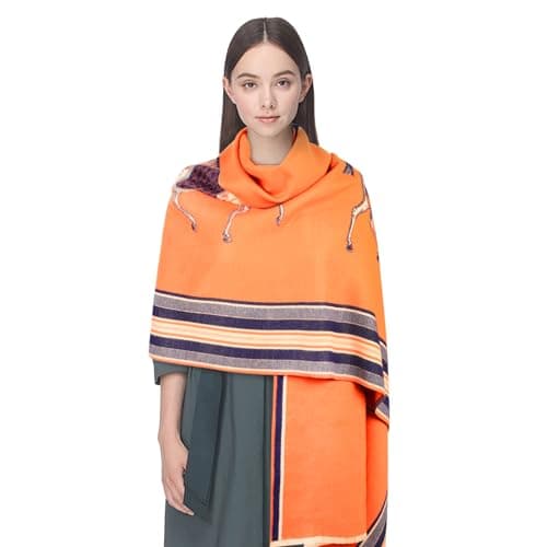 EXTREE Women's Scarf Pashmina Shawls and Wraps for Evening Dress Bridesmaid Wedding Bridal Winter Warm Long Large Scarves, A001-orange