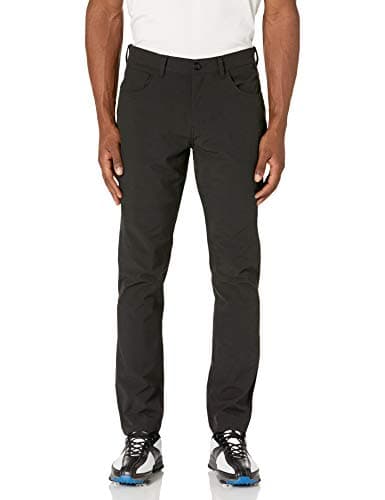 PGA TOUR Men's Flat Front Comfort Stretch 5 Pocket Golf Pant, Black Heather, 36W x 32L