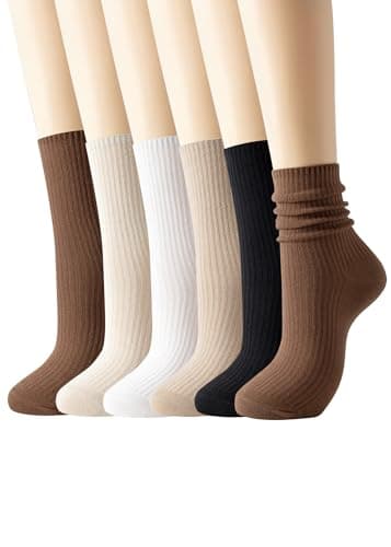 Runyizhenzhi Women Casual Calf Socks - Cute Cotton Crew Socks - Soft Above Ankle Sock