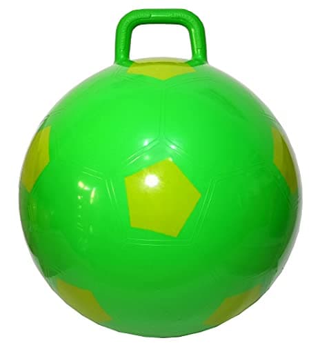 AppleRound Space Hopper Ball with Pump in Soccer Style, 18in / 45cm Diameter for Ages 3-7, Kangaroo Bouncer, Hoppity Hippity Hopball, Sit-on Bouncy Ball with Handle (Green)