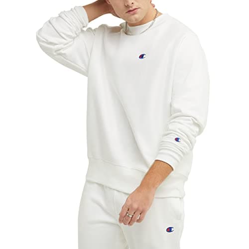 Champion mens Reverse Weave Crew, Left Chest C Sweatshirt, White-y06145, Small US