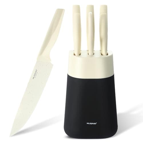 7-Piece Kitchen Knife Set ，Knife Block Sets and High-Carbon Stainless Steel Kitchen Knives for Cooking ，Dishwasher Safe,Ergonomic Handle