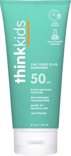 Thinkkids Kids Sunscreen SPF 50+, Mineral Formula, Water Resistant, 6 Fl Oz