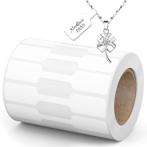 Jewelry Price Tags, 500 PCS (1 Roll) Self-Adhesive White Blank Labels, Jewelry Labels for Rings, Necklaces, Bracelets, Earrings, Display & Retail Pricing, TRSTGIX