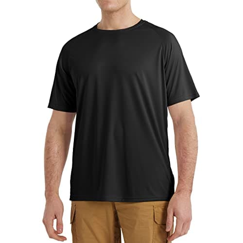 SG Edge Men’s UPF 50+ Rash Guard Swim Shirt Short Sleeve Moisture Wicking Quick Dry Lightweight Wrinkle-Resistant Fishing Running Hiking, Black, Medium