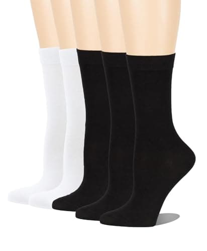 Autoor Women's Viscose Bamboo Calf Socks Casual Lightweight Breathable Crew Socks Anti Odor Women's Socks 5 Pairs,9-11