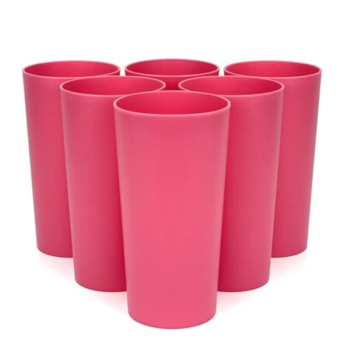 Yalin 26 ounce Plastic Tumblers/Large Drinking Glasses/Party Cups/Iced Tea Glasses,Unbreakable, Dishwasher Safe, BPA Free,set of 6 (Red)