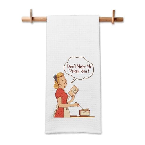 GOSJINNK Funny Kitchen Dish Towels with Jokes Themed Don't Make Me You Soft Dishcloths Funny Retro Housewife Kitchen Towels Hilarious Birthday Gifts for Women Hostess Wife Sister Chef Friend