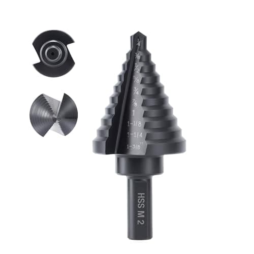 Lichamp Step Drill Bit for Metal, 10 Sizes, 1/4" to 1-3/8", Black