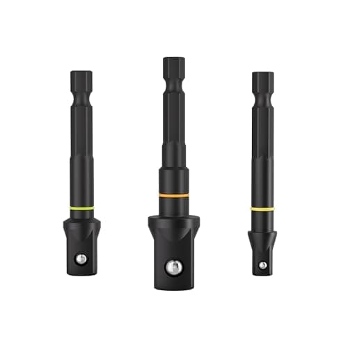 YEKEPRO 3-Piece Impact Socket Adapter Set with 1/4", 3/8", and 1/2" Drive Attachments, 1/4" Hex Shank, Impact Grade Extension Bit for Power Drill & Impact Driver