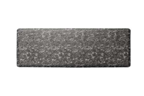 J&V TEXTILES Medallion Embossed Cushioned Anti-Fatigue Kitchen Floor Mat - Thick Non-Slip Waterproof Heavy Duty Foam Standing Rug (Charcoal Gray, 17" X 60")