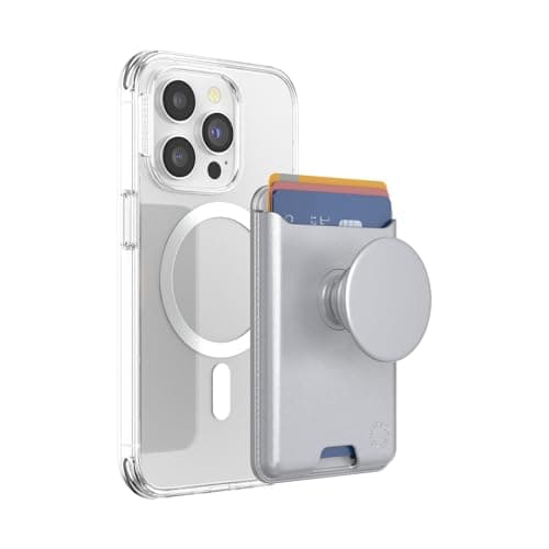 PopSockets Phone Wallet for MagSafe with Grip- Silver