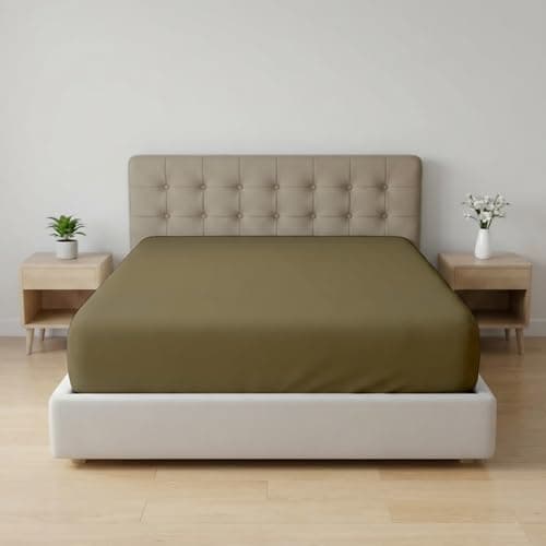 KI LINEN 100% Egyptian Cotton Fitted Sheet Only, Cal King 16" Deep -Taupe