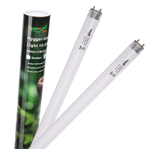 Hygger zoo 2-Pack UVB Reptile Light 10.0 Bulb 17W T8 Fluorescent Desert Lamp UVA for Bearded Dragon Tortoise Reptile & Amphibian