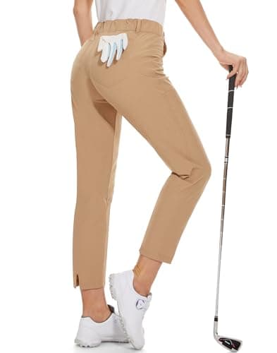 M MOTEEPI Khaki Golf Pants for Women Work Pants Lightweight Straight Leg Travel Pants Hiking Golf Clothes XXL