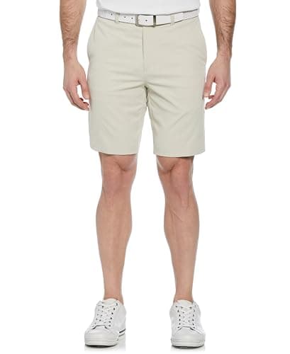 PGA Tour Men’s 9" Solid Stretch Golf Shorts with Active Waistband, Sun Protection, Moisture-Wicking (Available in Big & Tall), Silver Lining, 38