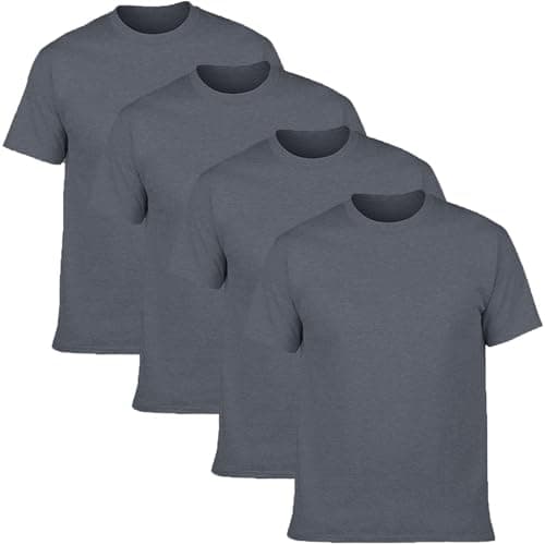 NewDenBer Men's Classic Basic Solid Crew Neck Soft Cotton T-Shirt 4 Pack Dark Heather XL