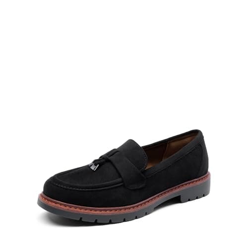DREAM PAIRS Loafers for Women Slip On Loafer Comfortable Dressy Casual Business Office Shoes,Size 8.5,Black-Suede,DWUMLS2532