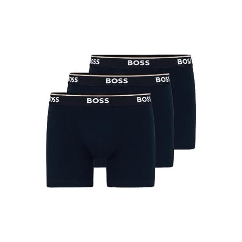 BOSS Hugo mens 3-pack Power Cotton Stretch Boxer Briefs, Blue Peacock, Large US