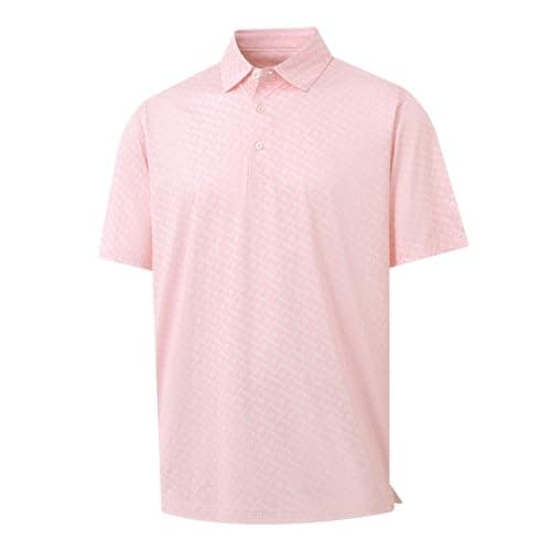 Golf Shirts for Men Dry Fit Short Sleeve Print Performance Moisture Wicking Polo Shirt