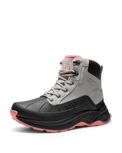NORTIV 8 Women's Waterproof Hiking Boots Outdoor Trekking Camping Trail Hiking Boots,Size 7,Light Grey/Pink,SNHB2312W