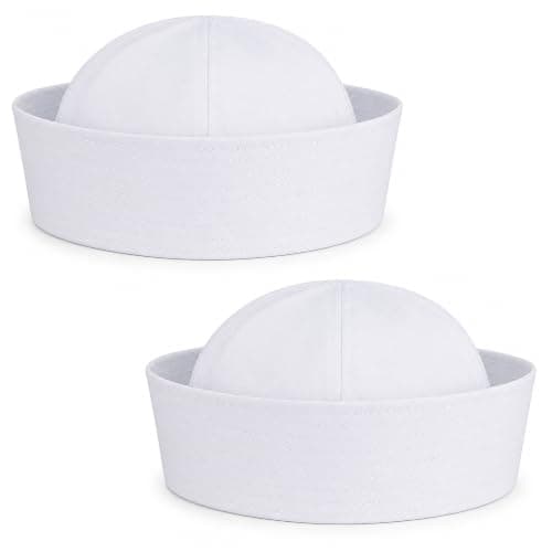 2pcs Navy Captain Hat Sailor Ship Caps White Sailor Cap for Dressing Up