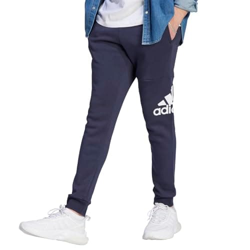 Adidas Mens Essentials Fleece Tapered Cuffed Big Logo Pants, Ink, Large, Tall 2 Inches