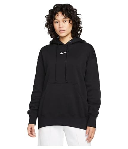 Nike, Women's, Sportswear Phoenix Fleece Oversized Pullover Hoodie, Black/Sail, XL