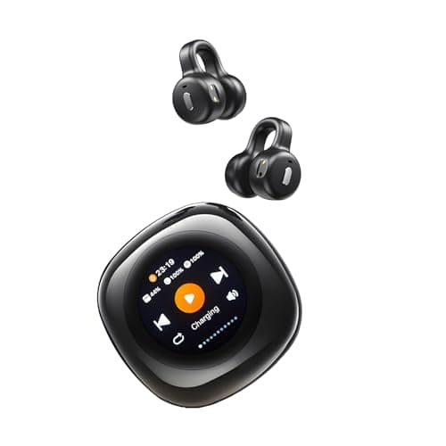 Bluripp Clip-on Open Earbuds, Multi-Functional Touch Screen Display, 13mm Speakers with Dynamic Sound, 4Hr Single Play and 20Hr with Case, TF Card Support Local Music Play (Black)