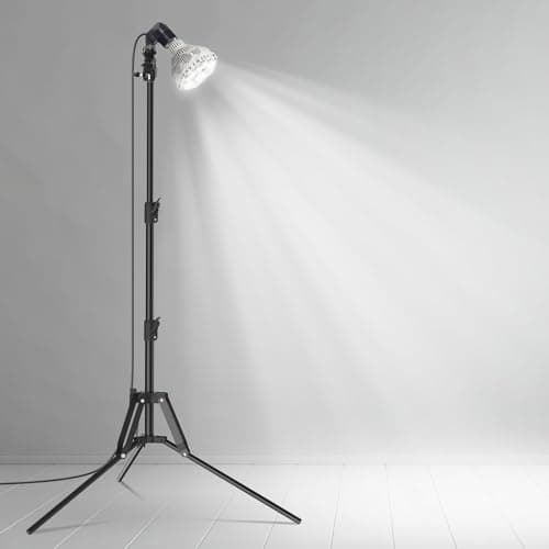 SANSI 400W Equivalent LED Work Light with Stand, 6000LM 5000K Portable Work Light With Telescoping Tripod Stand Adjustable 30-55 Inches, Camping Light with Premium Carbon Steel Strong and Stable