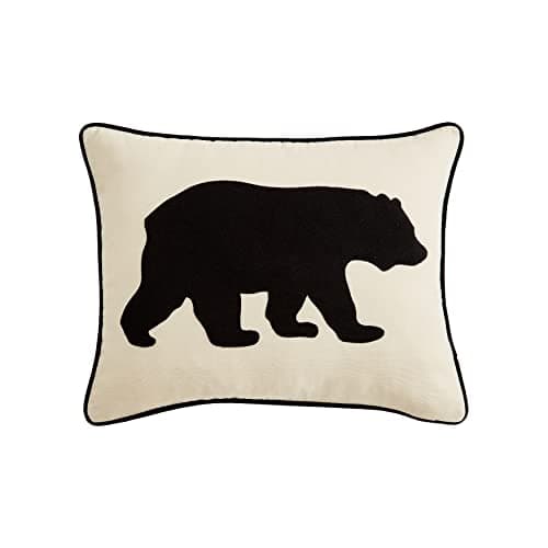 Eddie Bauer Home Throw Pillow with Zipper Closure, Perfect Luxurious Bedding Set for Bed or Sofa, 16" x 20", Bear Twill Black