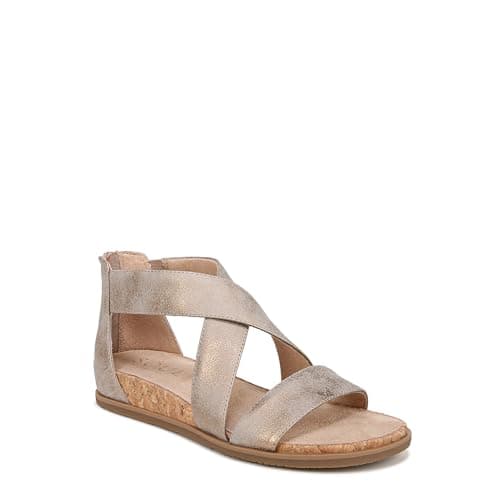 Naturalizer SOUL Women's Cindi Flat Sandal Gold Metallic Faux Leather 7.5 W